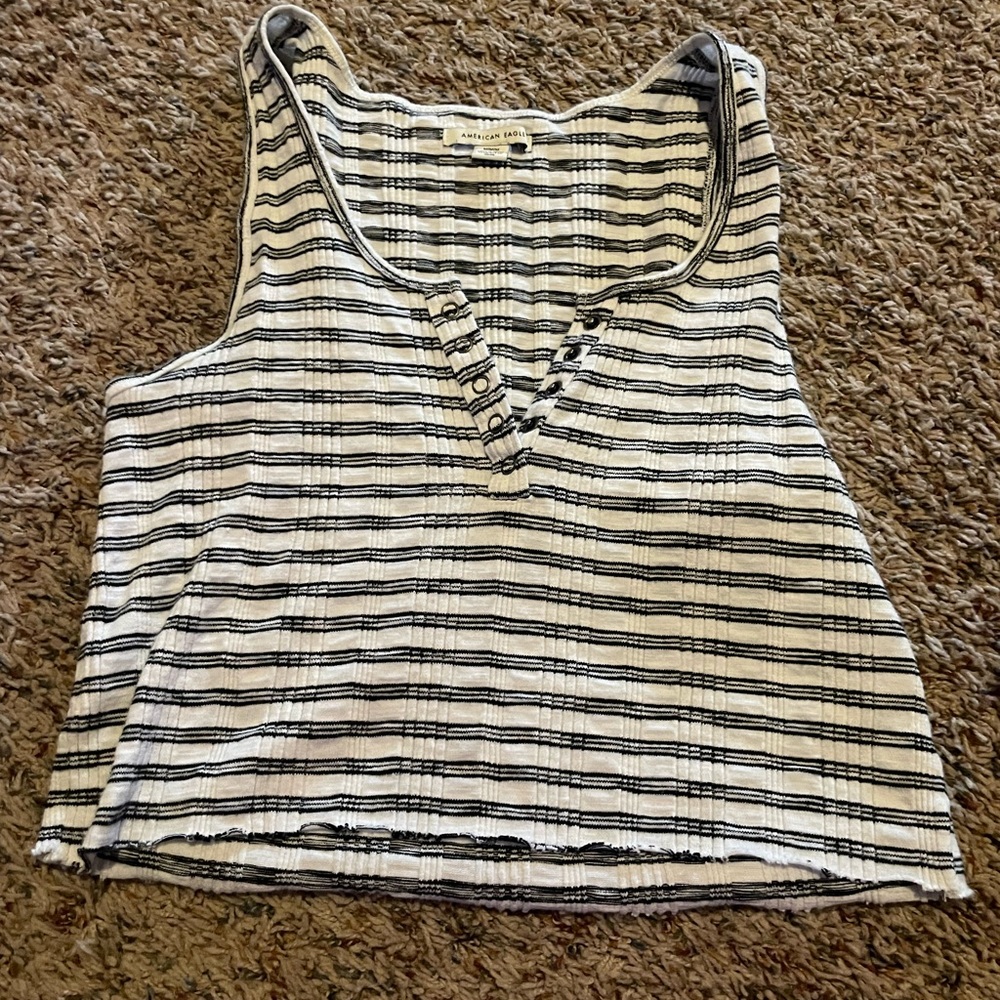 button up striped crop top